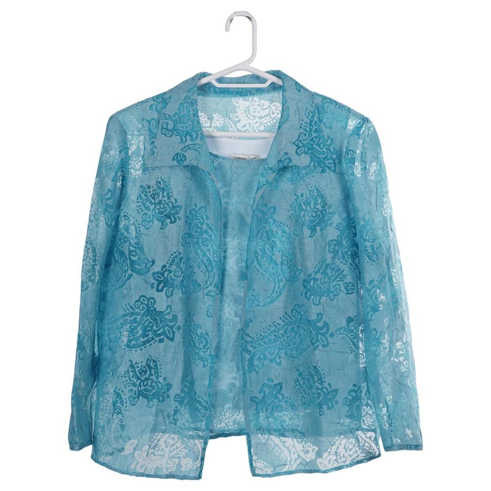 Coldwater Creek 2pc Set Top 20W Blue Burnout Open Jacket Sleeveless Tank